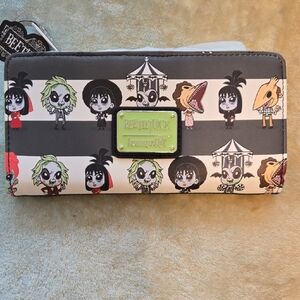 Loungefly Beetlejuice Kids Wallet - Black, White, and Green